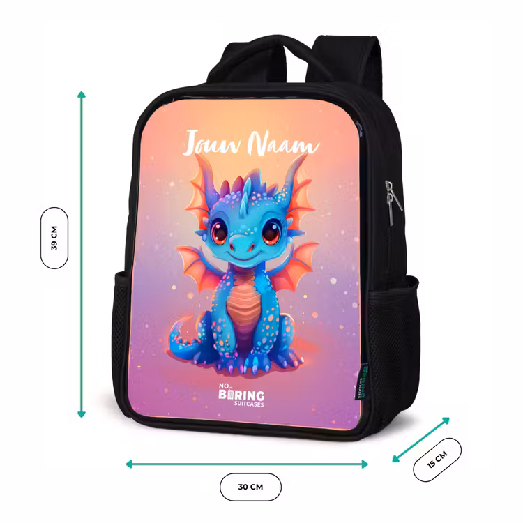 Schattige baby draak Rugzak - Zwart middel -productfoto_formaten