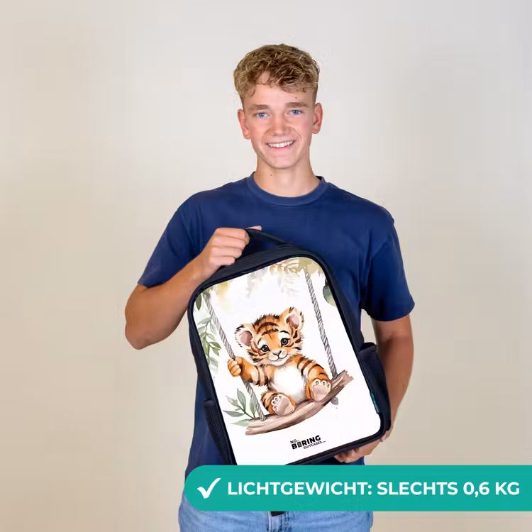 Schommelend tijgerwelpje waterverf tekening Rugzak - Zwart middel -sfeer7_NL