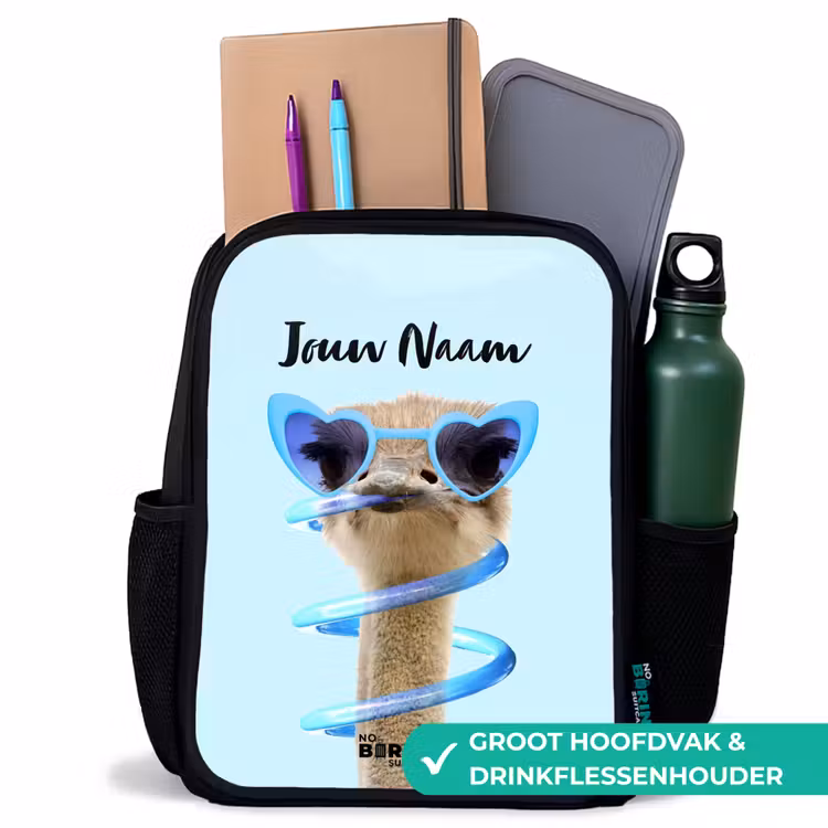 Sierk Struisvogel Blauw Rugzak - Zwart middel -inhoud_NL
