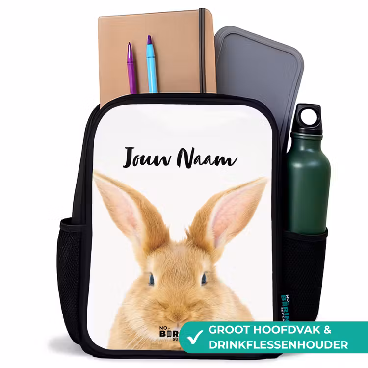 Snuffels met Tevreden Hoofd Rugzak - Zwart middel -inhoud_NL
