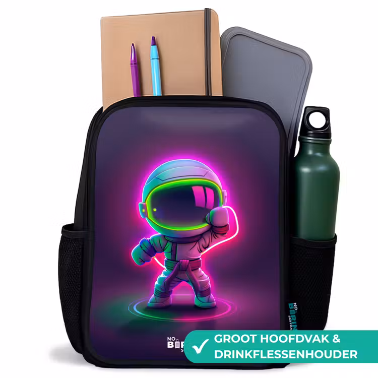Space karate neon Rugzak - Zwart middel -inhoud_NL