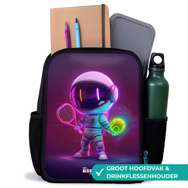 Space tennis Rugzak - Zwart middel -inhoud_NL