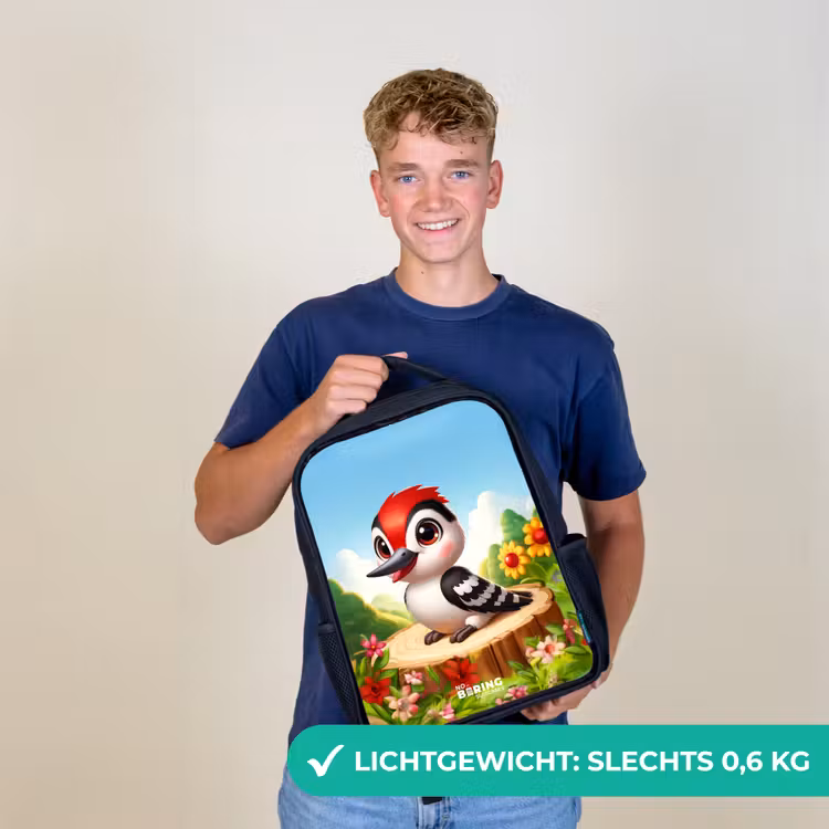 Specht op en boomstronk Rugzak - Zwart middel -sfeer7_NL