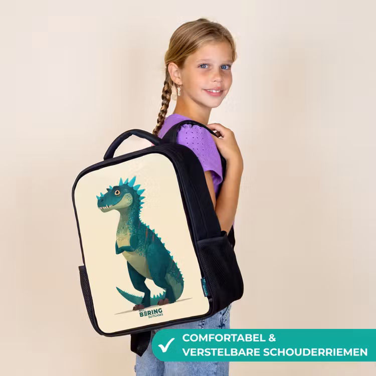 Spiky dino met vriendelijke blik Rugzak - Zwart middel -sfeer6_NL