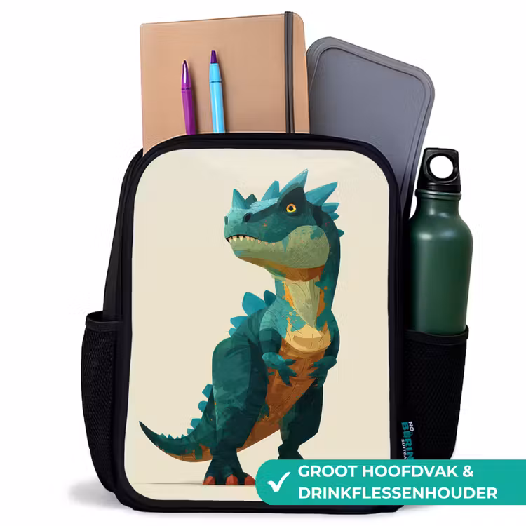 Stekels - Dino - Blauw - Gespierd Rugzak - Zwart middel -inhoud_NL