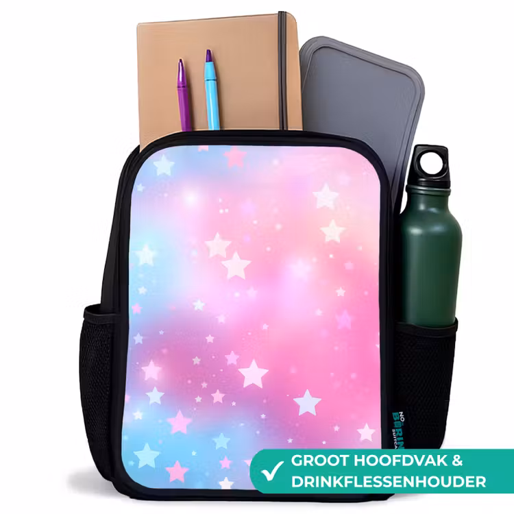 Sterren - Roze - Blauw Rugzak - Zwart middel -inhoud_NL