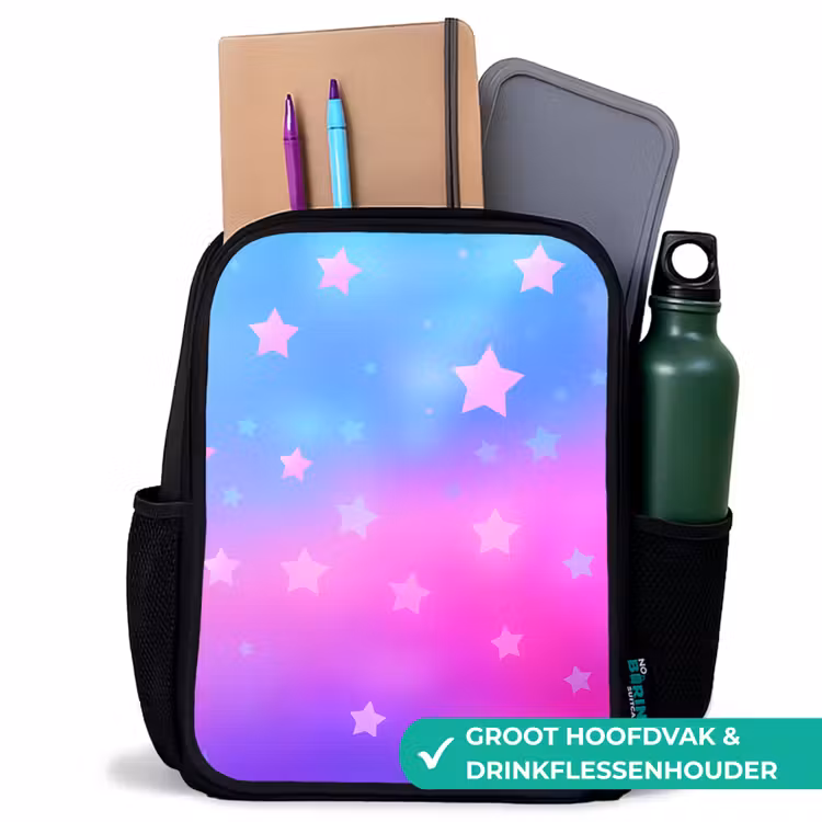 Sterren - Roze - Blauw Rugzak - Zwart middel -inhoud_NL