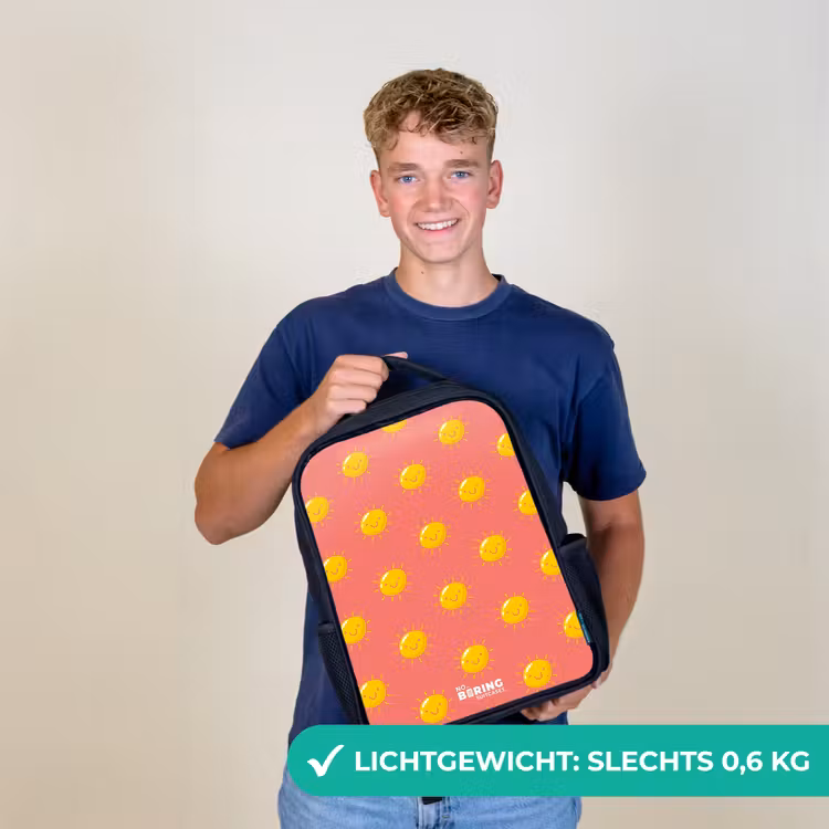 Sunny situation koraal Rugzak - Zwart middel -sfeer7_NL