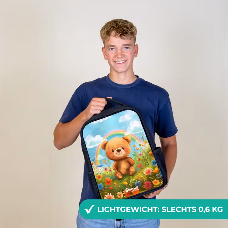 Teddybeer tussen de bloemen Rugzak - Zwart middel -sfeer7_NL