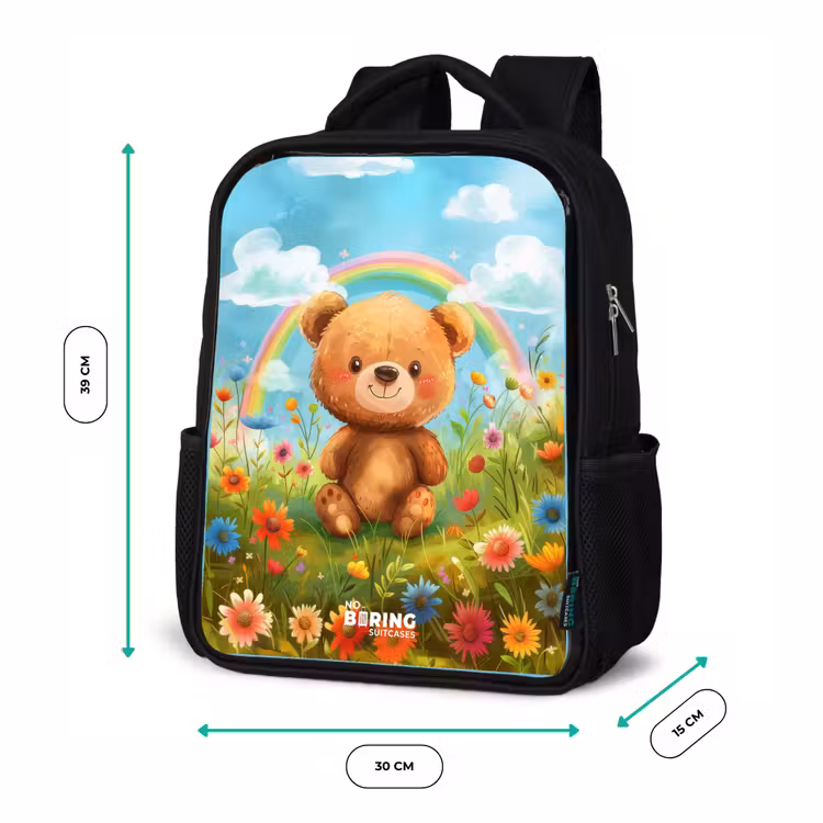 Teddybeer tussen de bloemen Rugzak - Zwart middel -productfoto_formaten