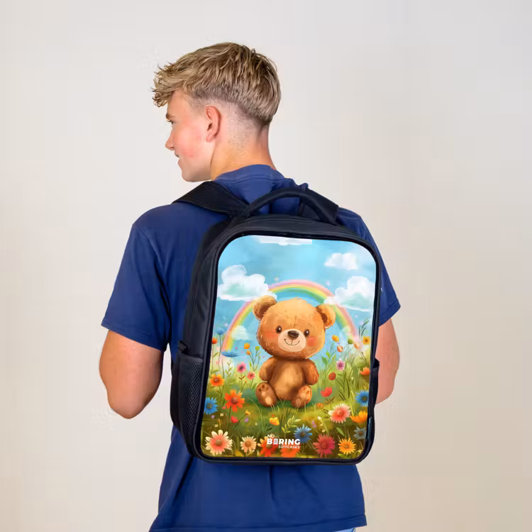 Teddybeer tussen de bloemen Rugzak - Zwart middel -sfeer8