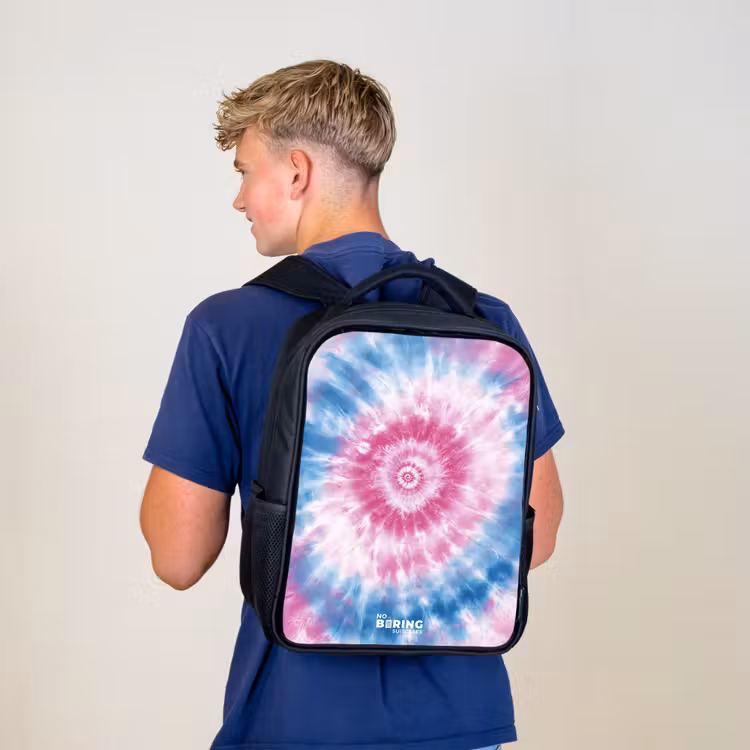 Tie dye - Abstract - Blauw - Roze Rugzak - Zwart middel -sfeer8