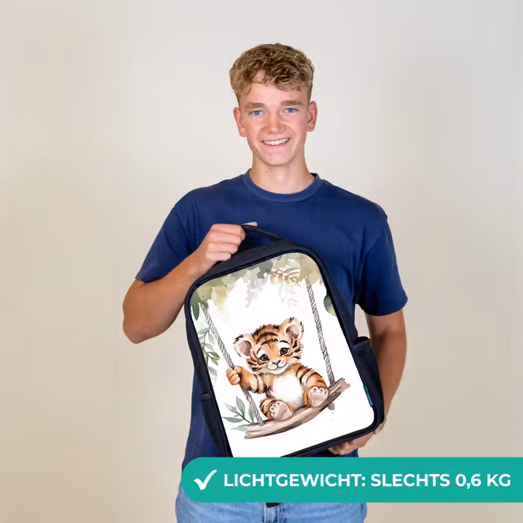 Tijger - Dier - Kinderen - Jungle Rugzak - Zwart middel -sfeer7_NL