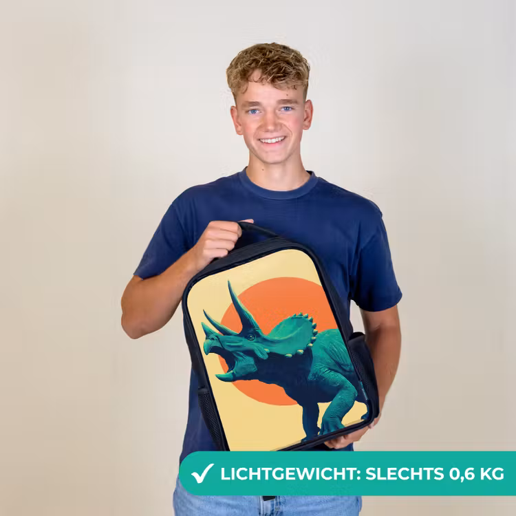 Triceratops - Cirkel - Oranje - Hoorns Rugzak - Zwart middel -sfeer7_NL
