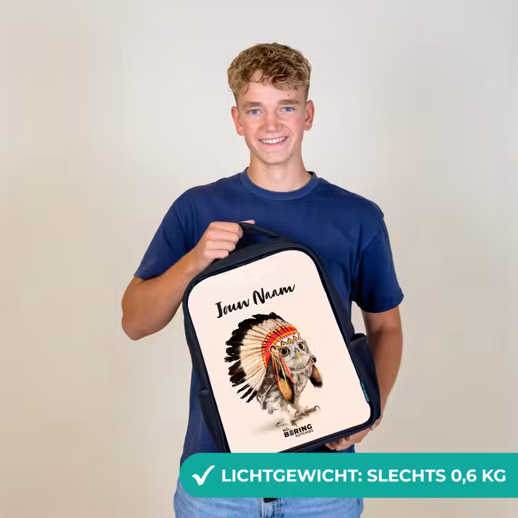 Uil als Indiaan Rugzak - Zwart middel -sfeer7_NL