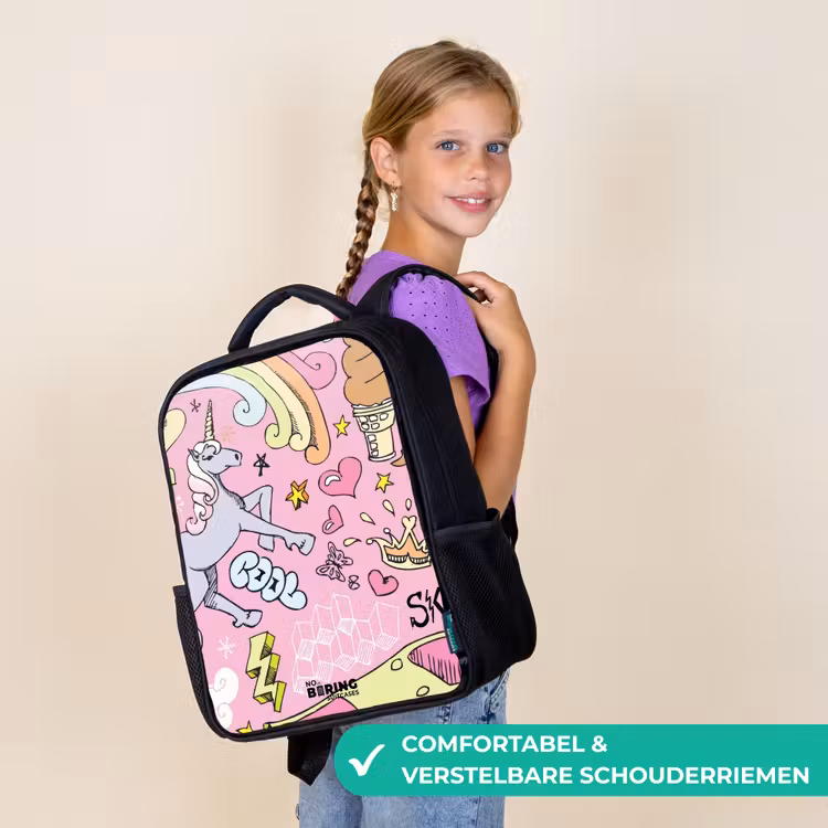 Unicorn doodles Rugzak - Zwart middel -sfeer6_NL