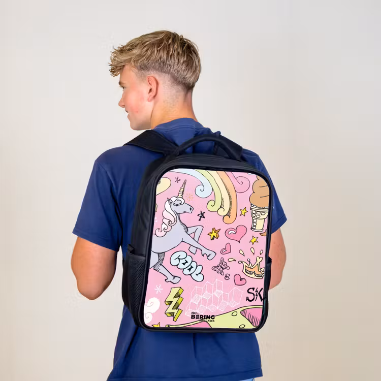 Unicorn doodles Rugzak - Zwart middel -sfeer8