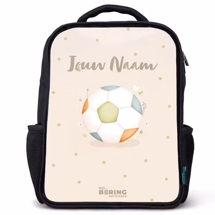 Voetbal in beige pastel kleuren Rugzak - Zwart middel -3d