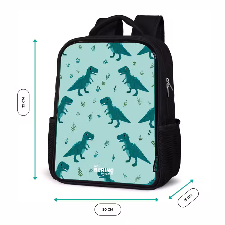 Vriendelijke T. rex tussen sporen Rugzak - Zwart middel -productfoto_formaten