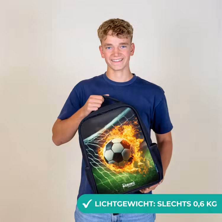 Vuurvoetbal in doelnet vastgelegd Rugzak - Zwart middel -sfeer7_NL