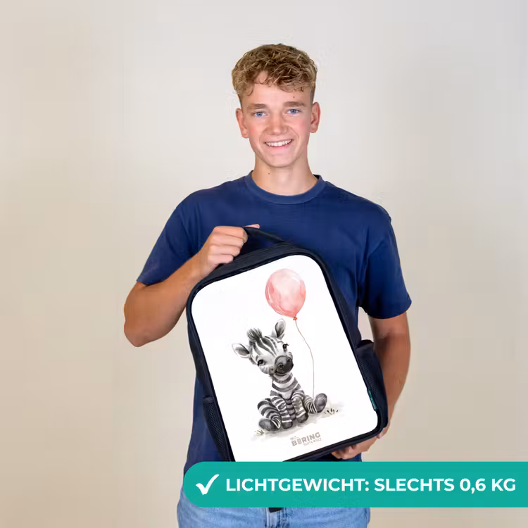 Zebra met roze ballon Rugzak - Zwart middel -sfeer7_NL
