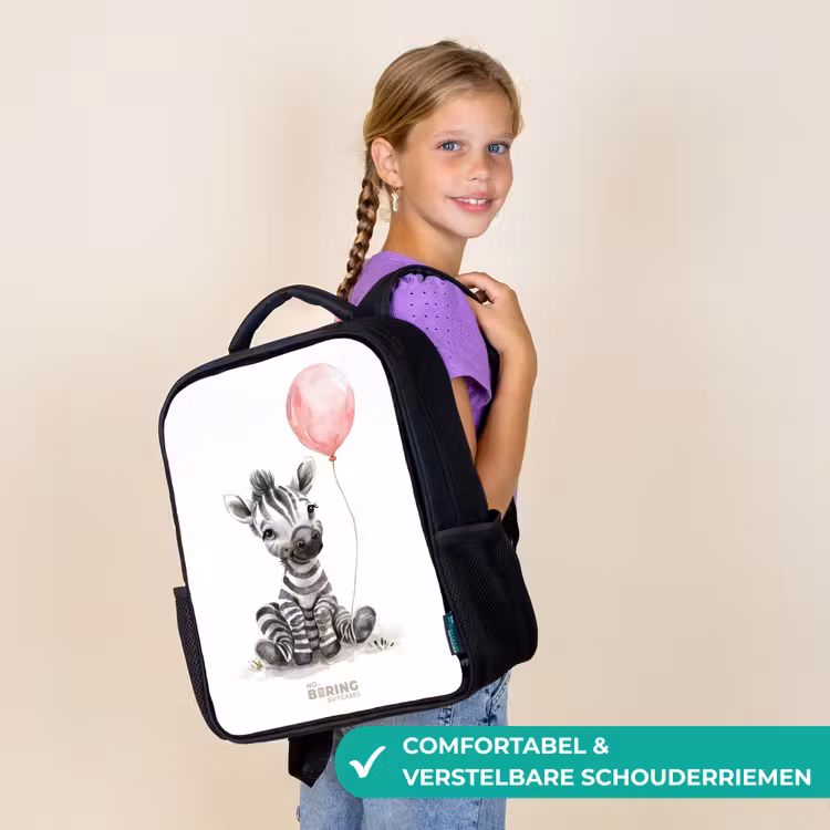 Zebra met roze ballon Rugzak - Zwart middel -sfeer6_NL