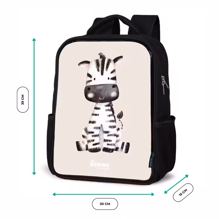 Zebra portrettekening met beige achtergrond Rugzak - Zwart middel -productfoto_formaten