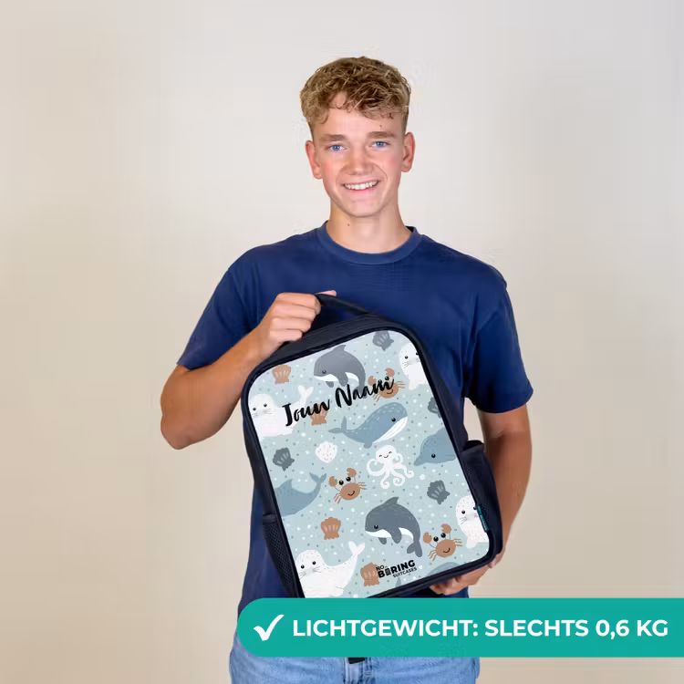 Zee dieren patroon kleurrijk Rugzak - Zwart middel -sfeer7_NL