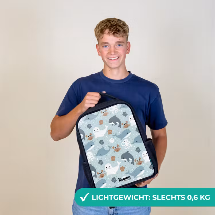 Zeedierenpatroon met dolfijnen, zeehonden en krabben Rugzak - Zwart middel -sfeer7_NL