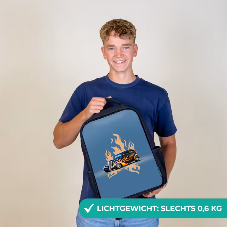 Zwarte auto met beige vlammen Rugzak - Zwart middel -sfeer7_NL
