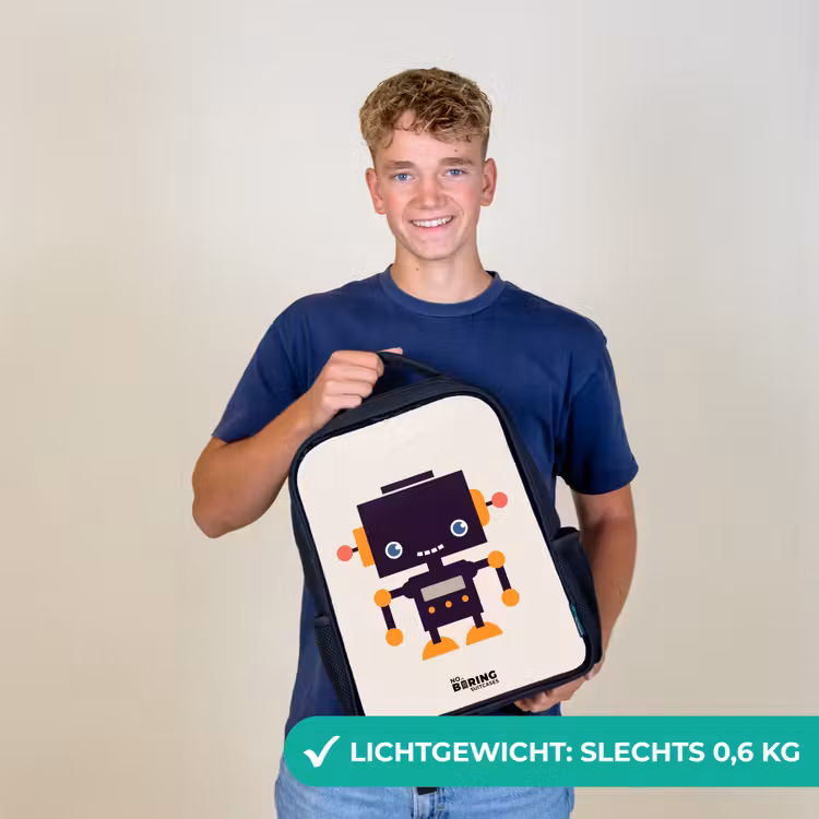Zwarte robot met oranje accenten Rugzak - Zwart middel -sfeer7_NL