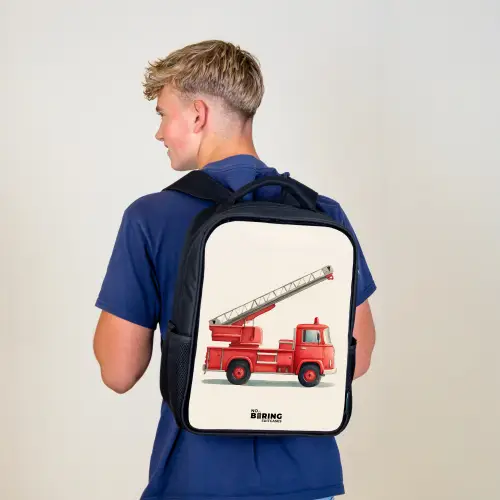 Brandweerwagen - Getekend - Rood Rugzak - Zwart middel -sfeer8
