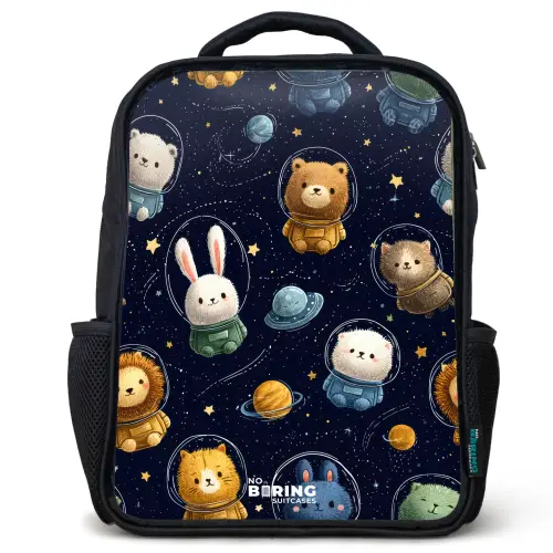 Dieren - Astronaut - Planeten - Sterren Rugzak - Zwart middel -3d