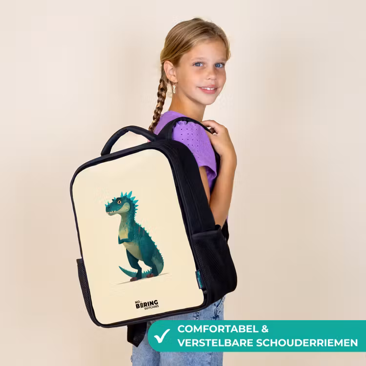 Dino - Dier - Blauw - Groen Rugzak - Zwart middel -sfeer6_NL