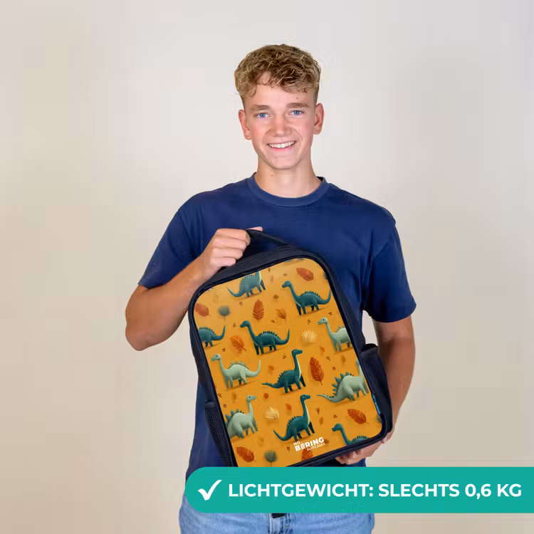 Dino - Dieren - Patroon Rugzak - Zwart middel -sfeer7_NL