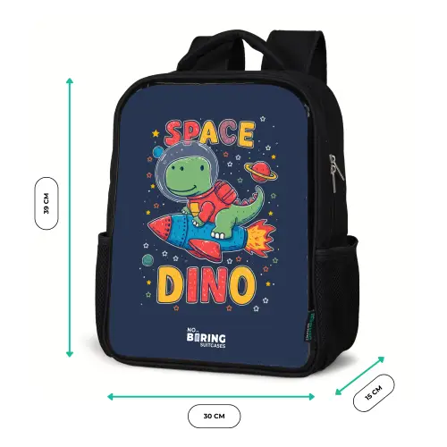 Dino - Groen - Raket - Sterren Rugzak - Zwart middel -productfoto_formaten