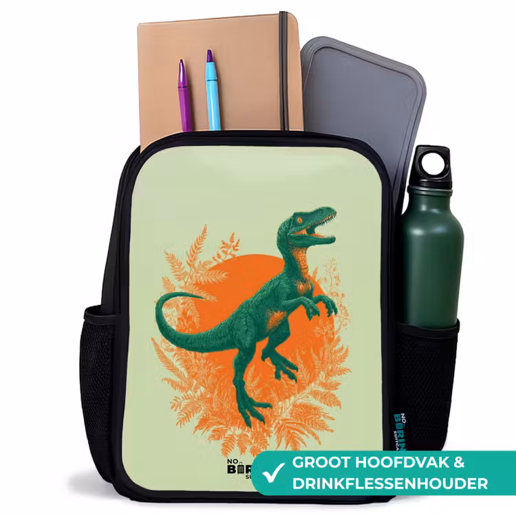 Dino - Natuur - Groen Rugzak - Zwart middel -inhoud_NL