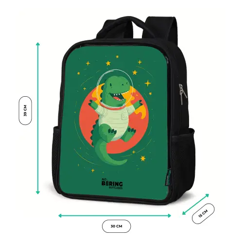 Dino - Planeet - Sterren - Groen Rugzak - Zwart middel -productfoto_formaten