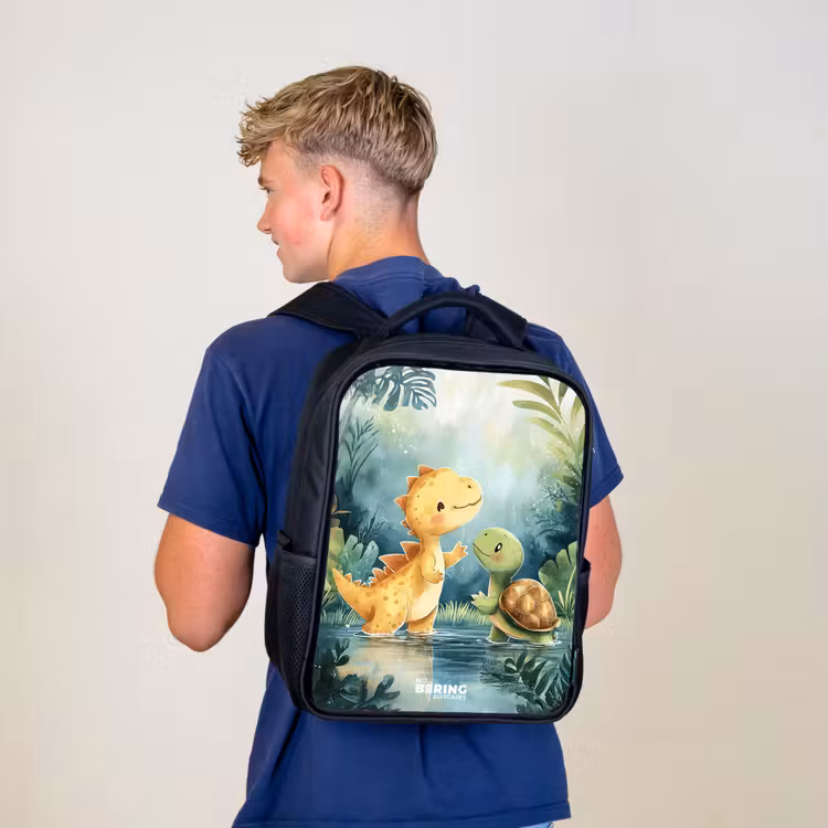 Dino - Schildpad - Jungle Rugzak - Zwart middel -sfeer8