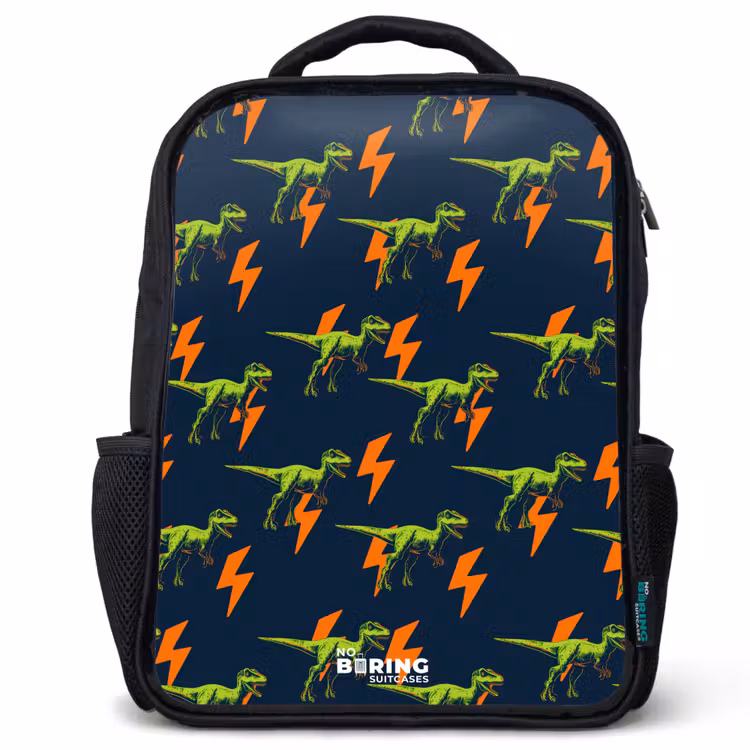 Dinos - Bliksem - Dieren - Blauw Rugzak - Zwart middel -3d