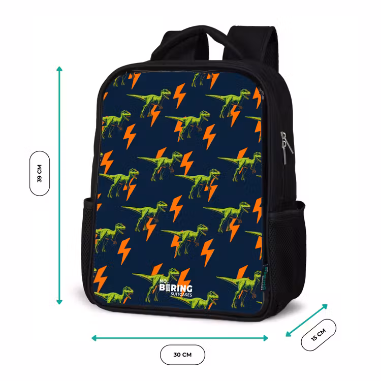 Dinos - Bliksem - Dieren - Blauw Rugzak - Zwart middel -productfoto_formaten