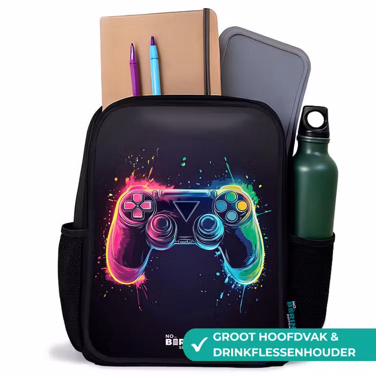 Game - Controller - Kleurrijk Rugzak - Zwart middel -inhoud_NL