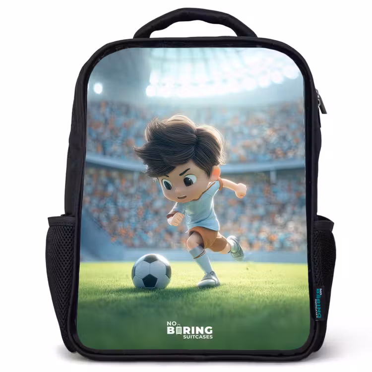 Jongen - Voetbal - Stadion - Zonlicht Rugzak - Zwart middel -3d
