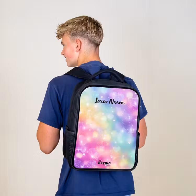 Licht - Regenboog - Hartjes Rugzak - Zwart middel -sfeer8