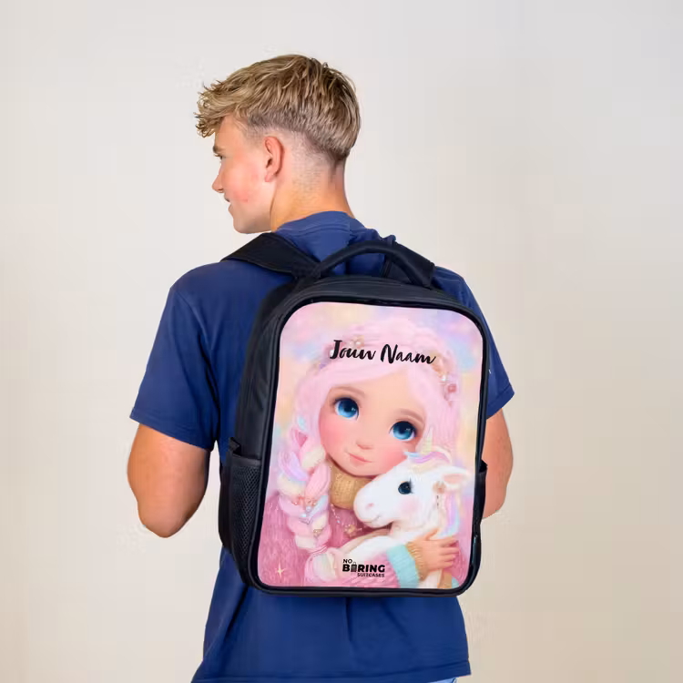 Meisje - Eenhoorn - Roze Rugzak - Zwart middel -sfeer8