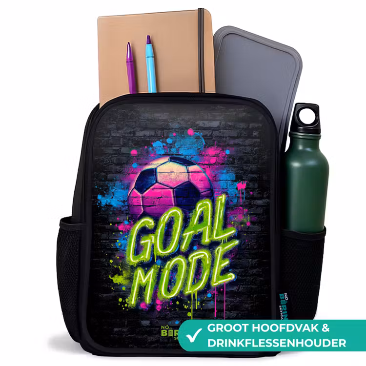 Neon - Graffiti - Voetbal - Kleurrijk Rugzak - Zwart middel -inhoud_NL