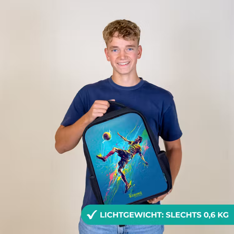 Neon - Voetbal - Schop - Kleurrijk Rugzak - Zwart middel -sfeer7_NL