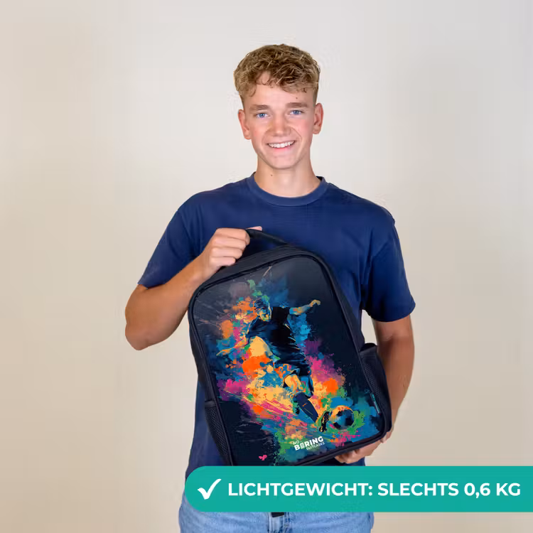 Neon - Voetballer - Kleurrijk Rugzak - Zwart middel -sfeer7_NL