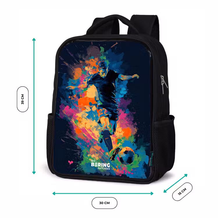 Neon - Voetballer - Kleurrijk Rugzak - Zwart middel -productfoto_formaten