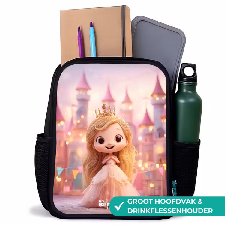 Prinses - Roze - Kasteel Rugzak - Zwart middel -inhoud_NL